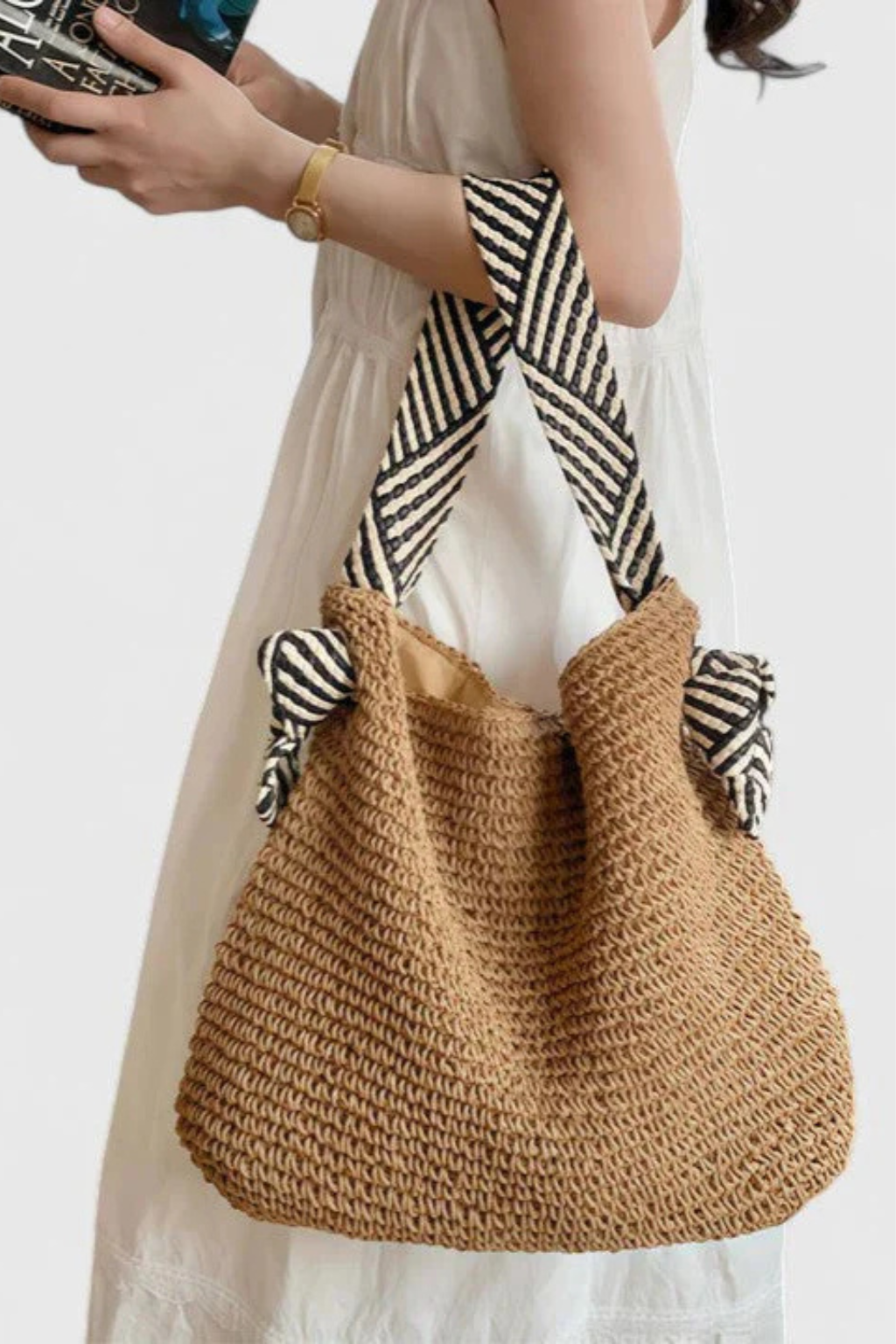 Clarissa | Crochet Hobo Bag with Striped Straps