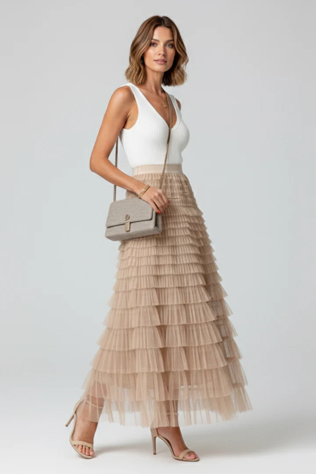 Evangeline | Romantic Tiered Tulle Maxi Skirt