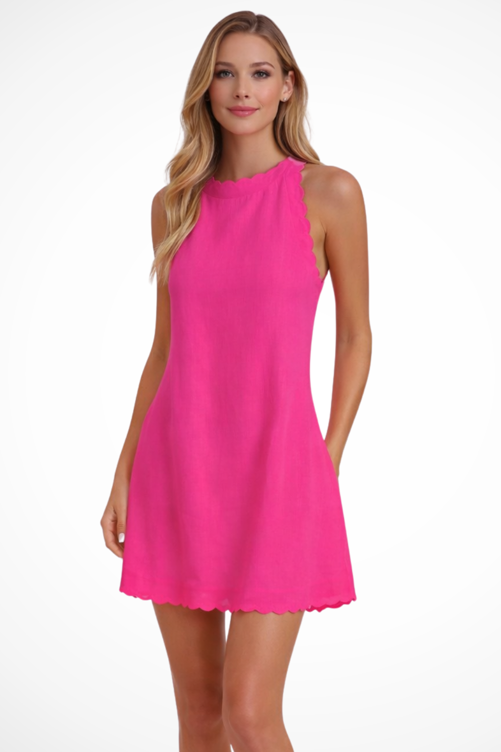 Evangeline | Elegant Scalloped Edge Mini Dress