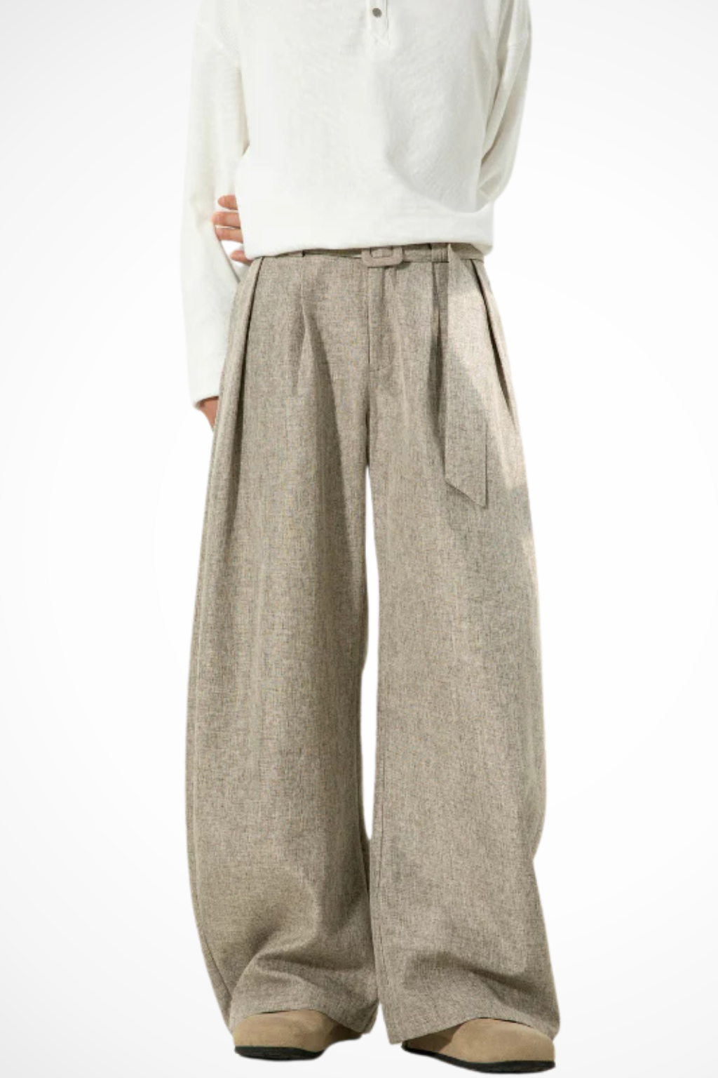 Rowella | Elegant High Waist Pleated Wide Leg Pants