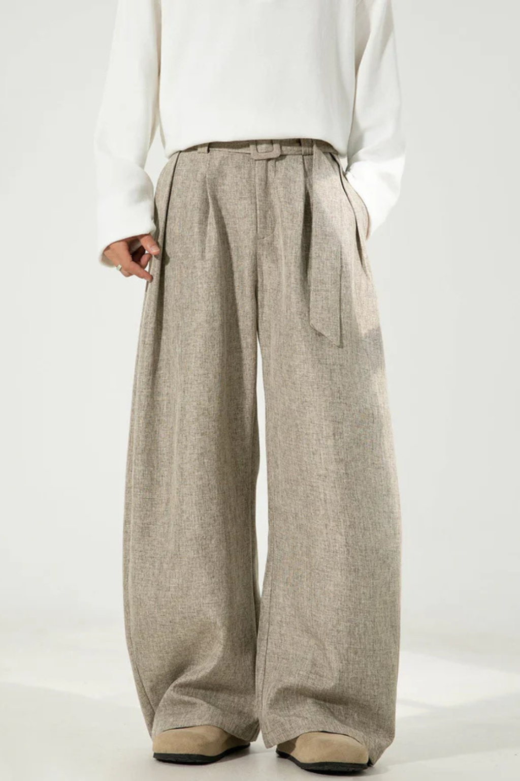 Rowella | Elegant High Waist Pleated Wide Leg Pants