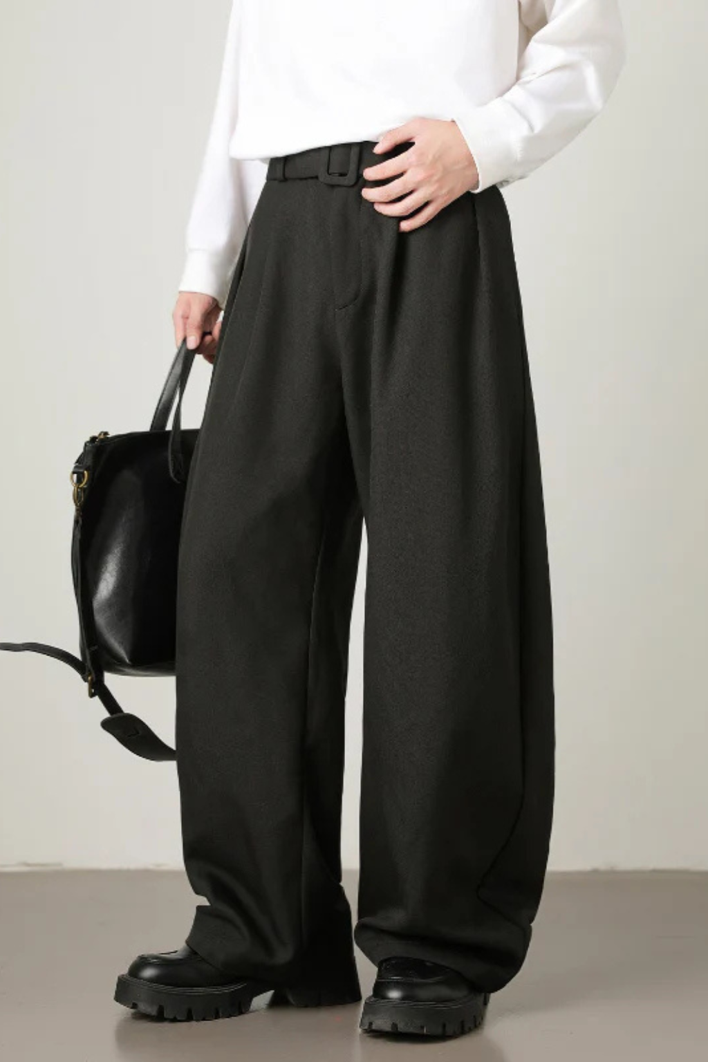 Rowella | Elegant High Waist Pleated Wide Leg Pants