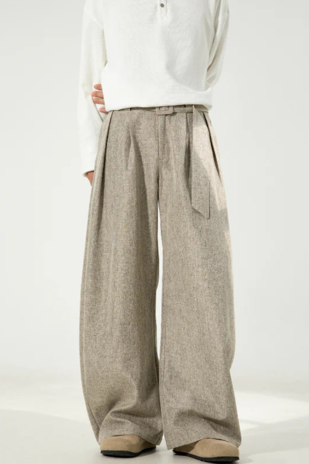 Rowella | Elegant High Waist Pleated Wide Leg Pants