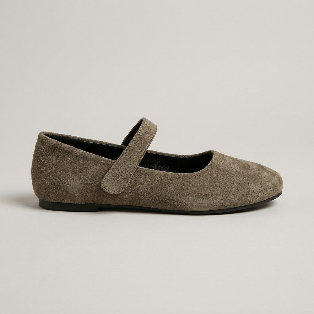 Women's Mary Jane Flats - Round Toe - Adjustable Strap