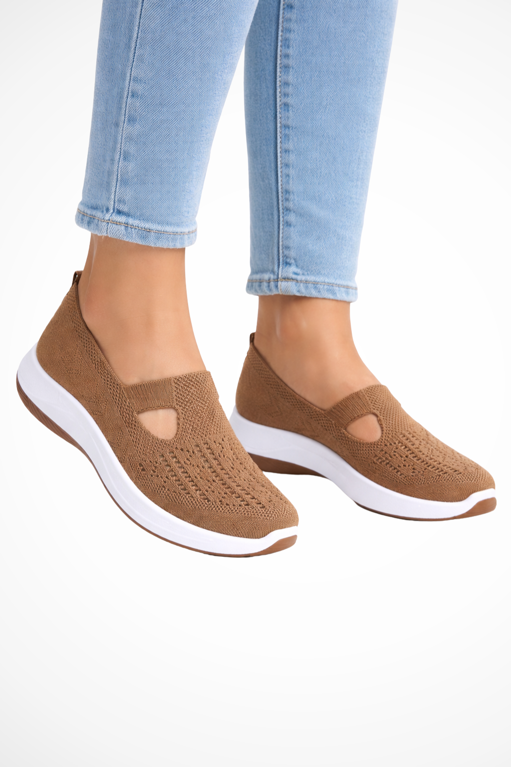 Luneth | Effortless Knit Cutout Slip-On Sneakers