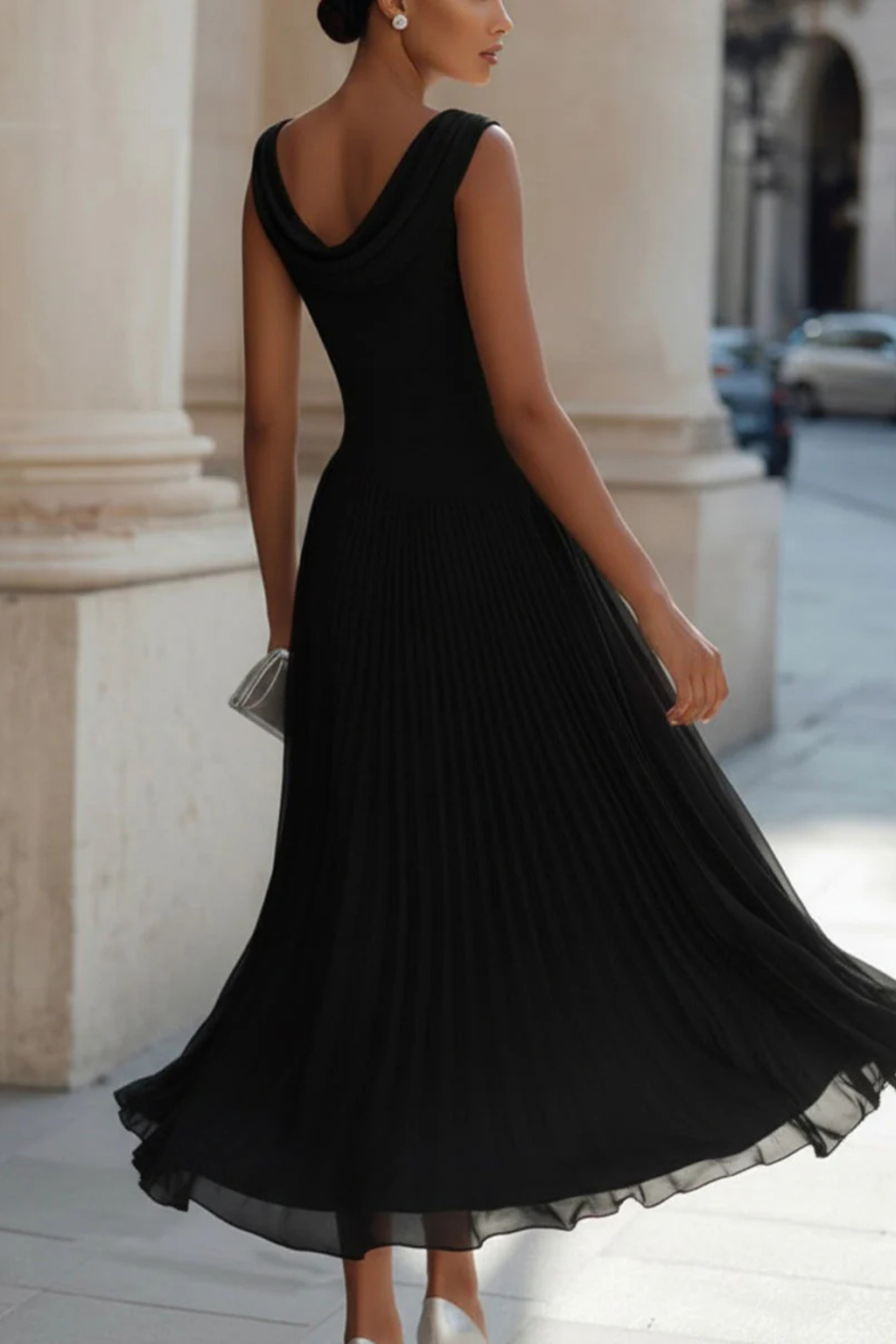 Adrielle | Elegant Draped Pleated Midi Dress