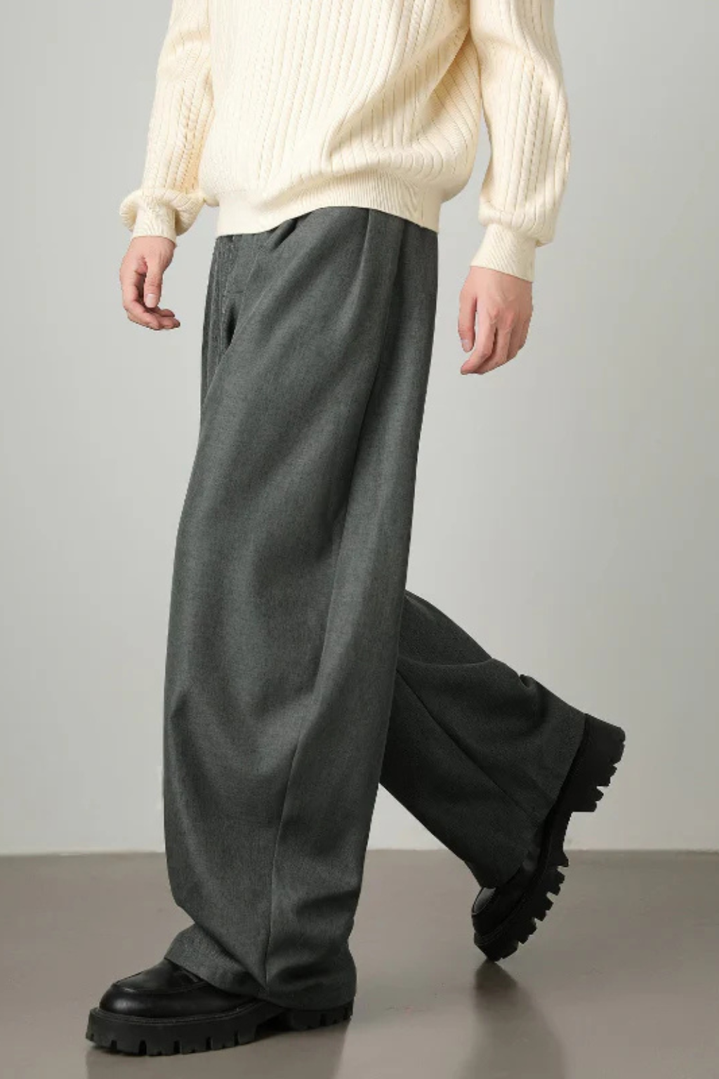 Rowella | Elegant High Waist Pleated Wide Leg Pants