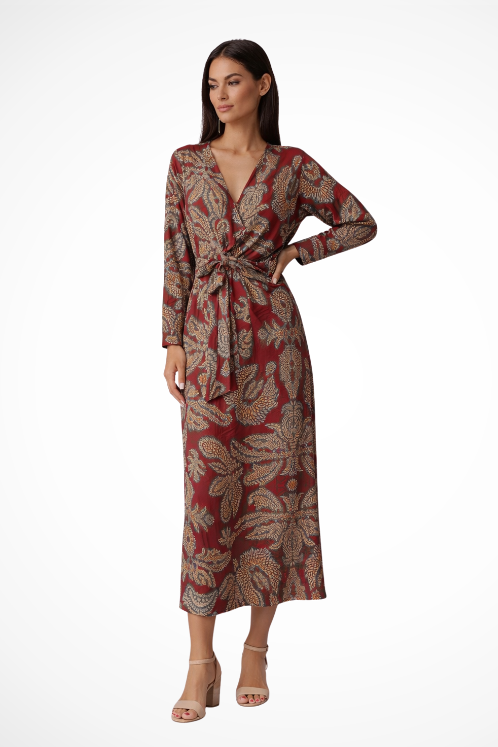 Adrielle | Elegant Paisley Wrap Maxi Dress
