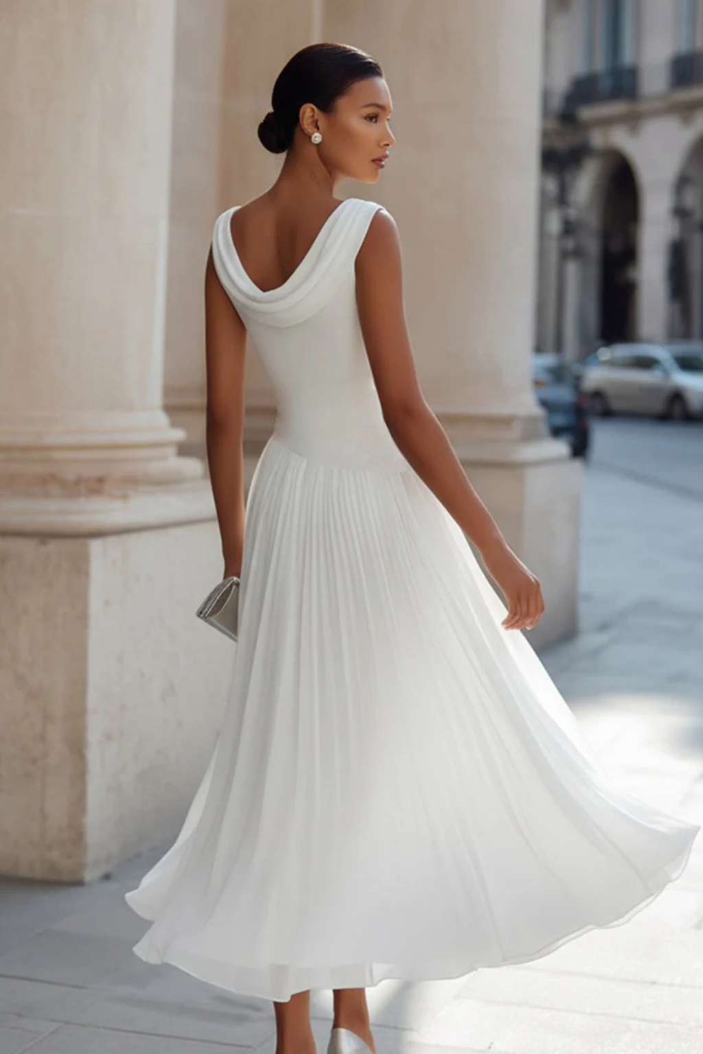 Adrielle | Elegant Draped Pleated Midi Dress