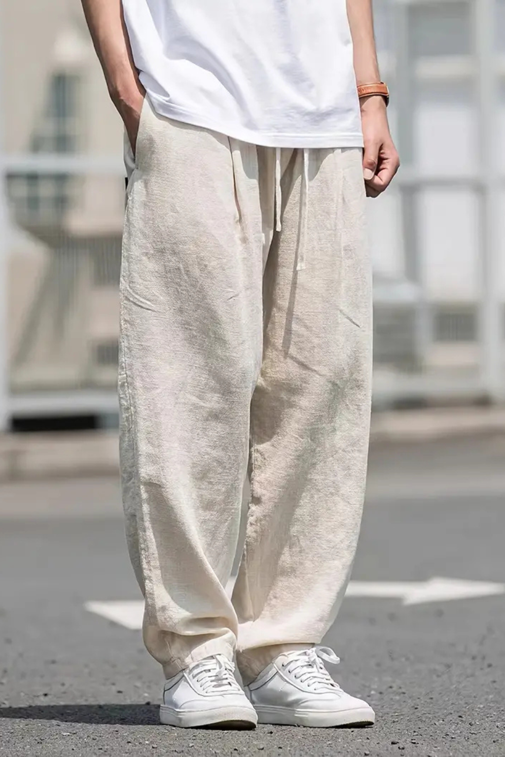 Samuel | Men's Relaxed Wide Leg Linen Drawstring Pants