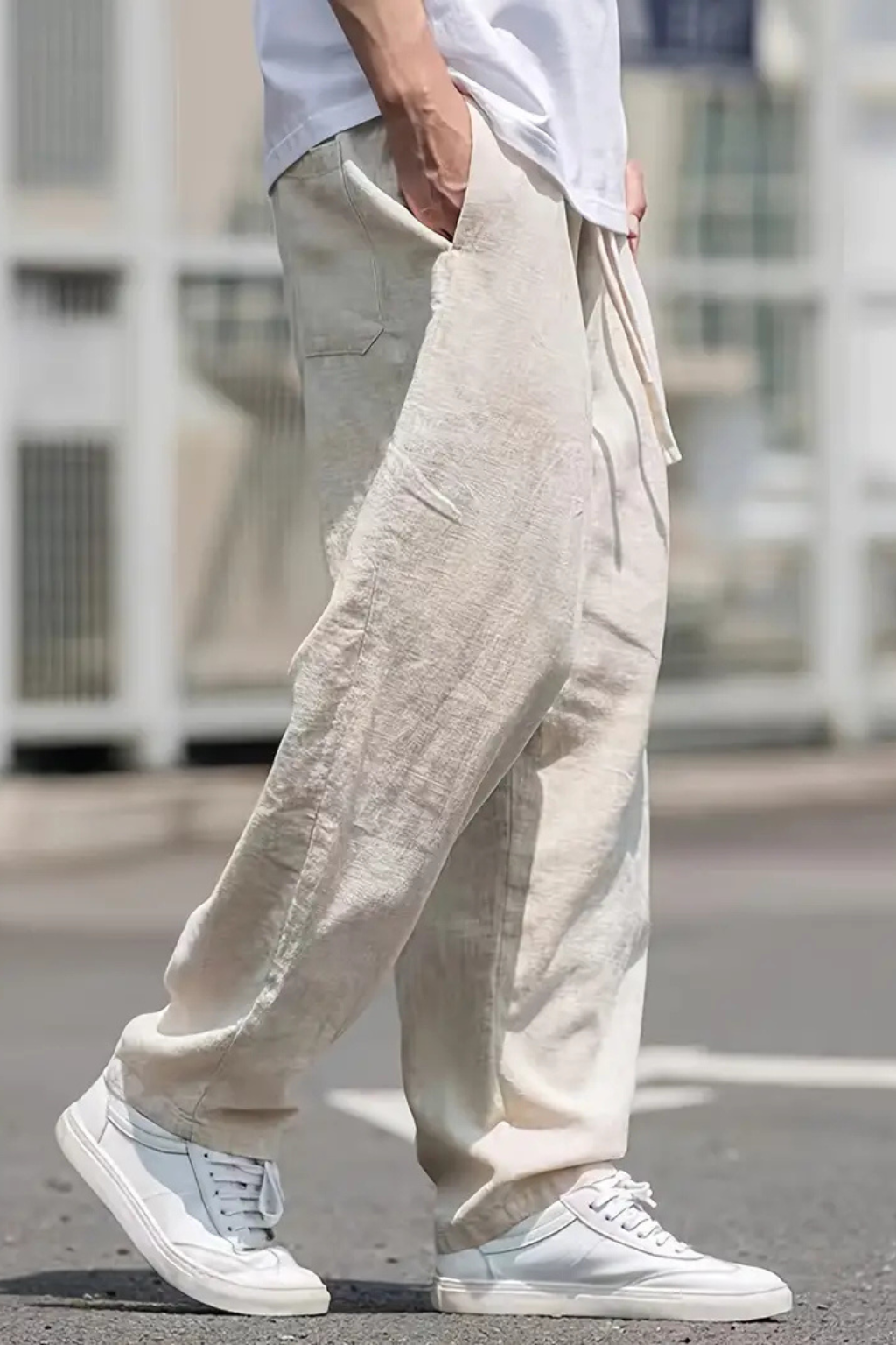 Samuel | Men's Relaxed Wide Leg Linen Drawstring Pants