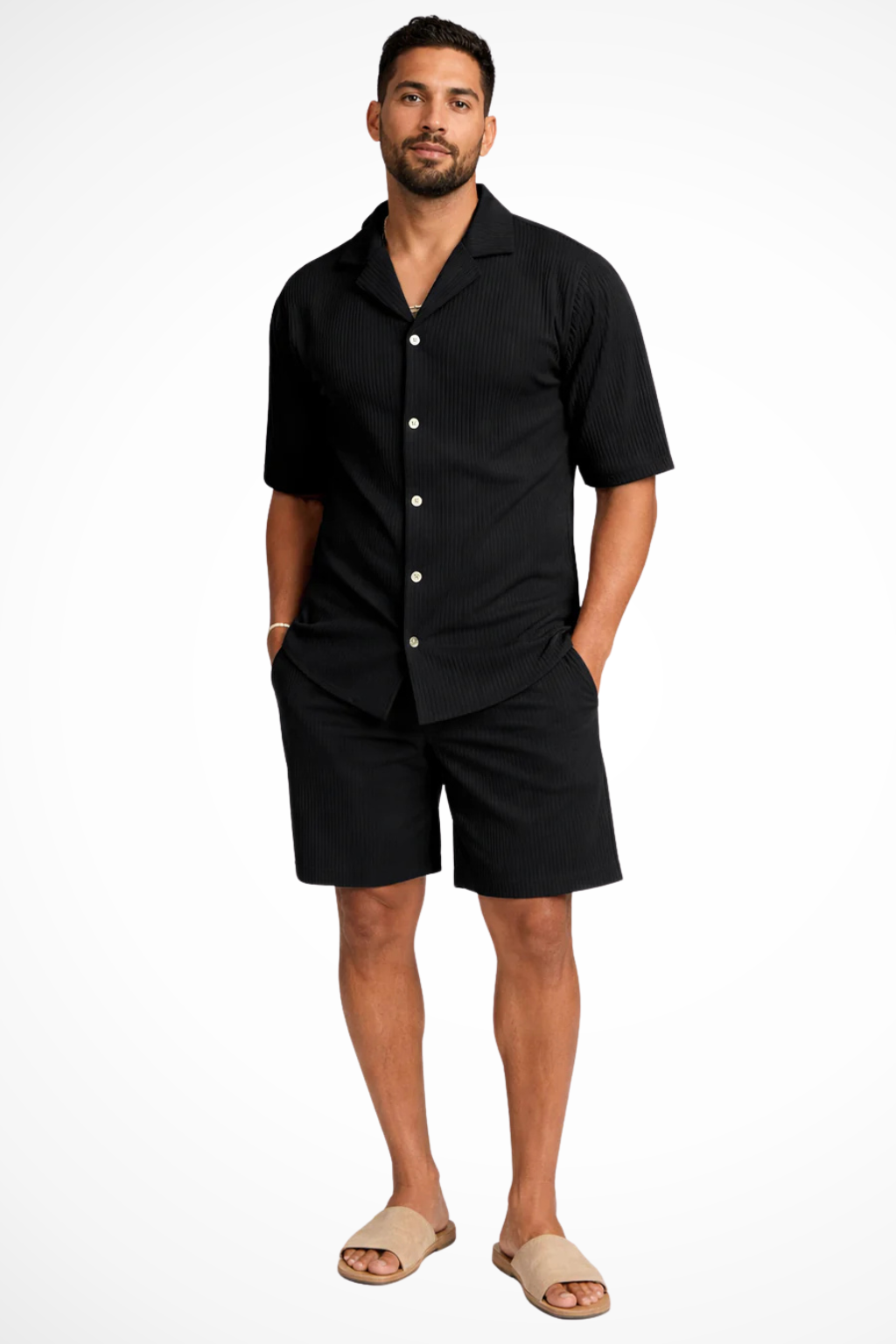 Harrison | Men's Classic Textured Shirt and Shorts Set