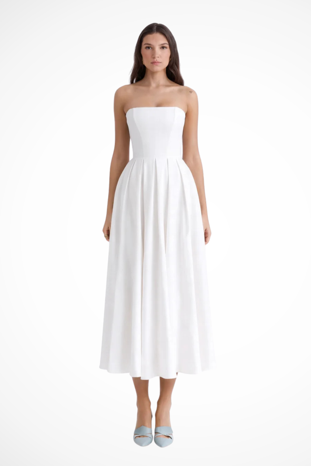 Genevieve | Elegant Strapless Corset Midi Dress