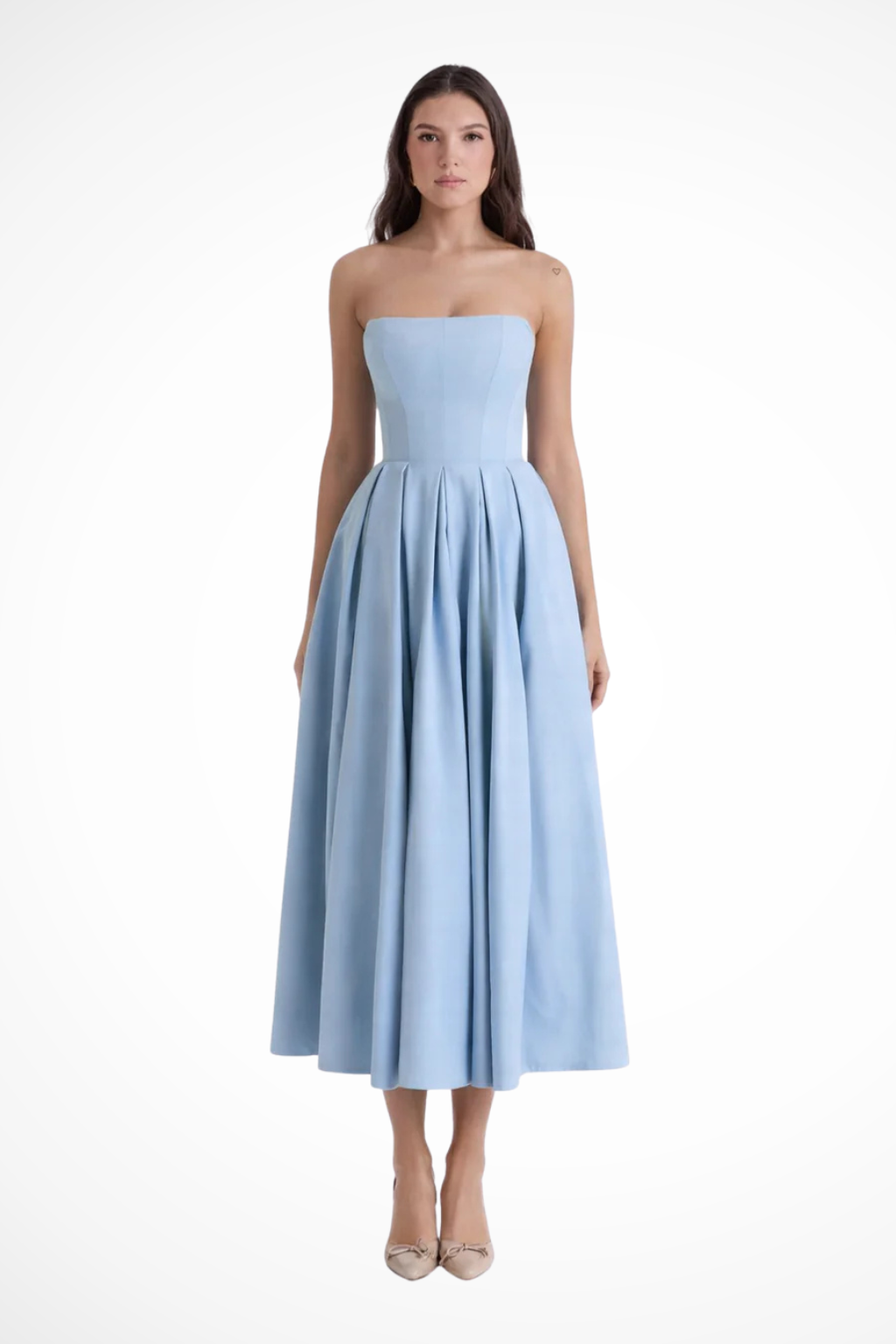 Genevieve | Elegant Strapless Corset Midi Dress