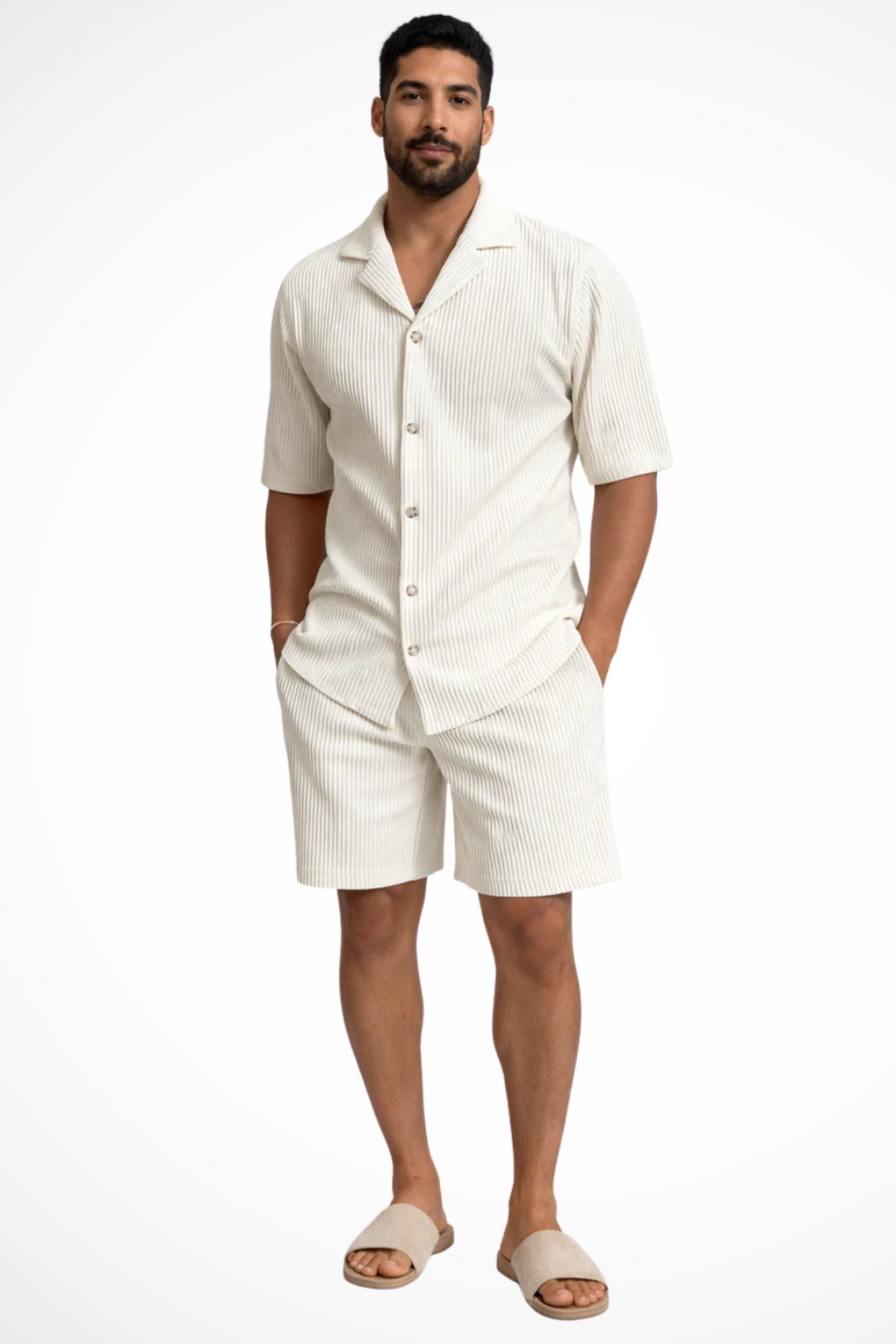 Harrison | Men's Classic Textured Shirt and Shorts Set