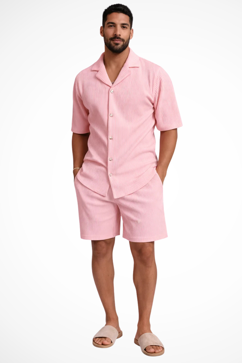 Harrison | Men's Classic Textured Shirt and Shorts Set