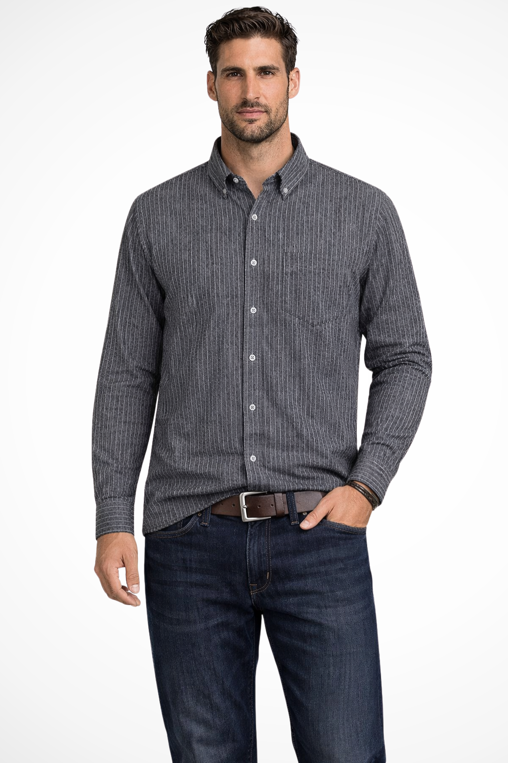 Theodore | Men's Classic Striped Business Casual Button Down Shirt