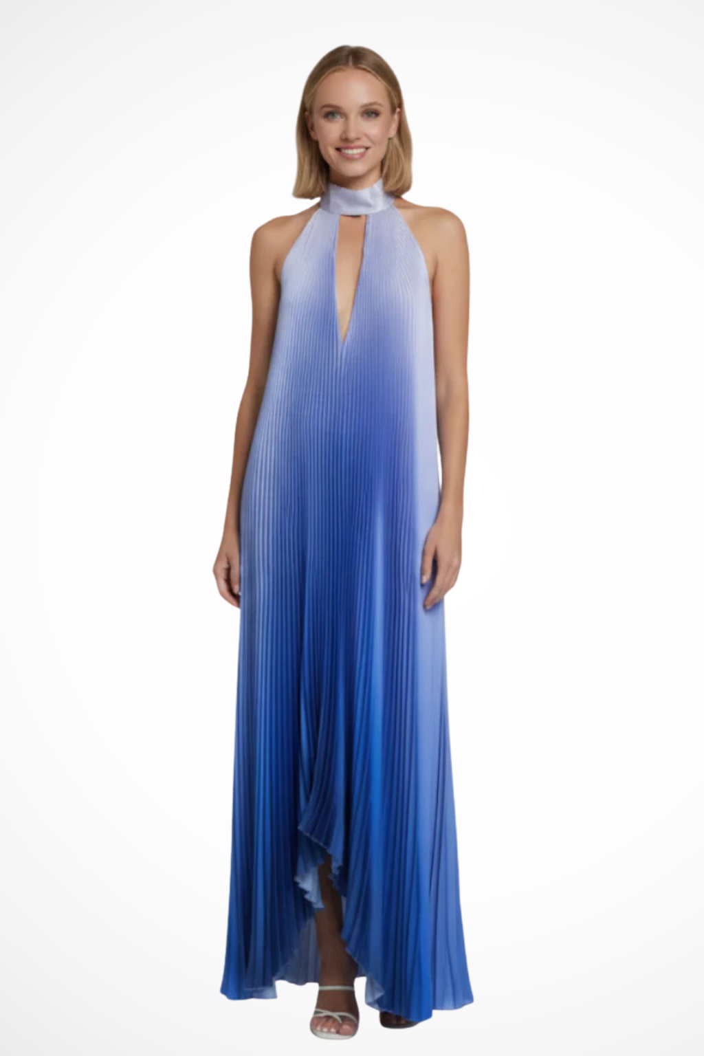 Luneth | Elegant Pleated Halter Maxi Dress