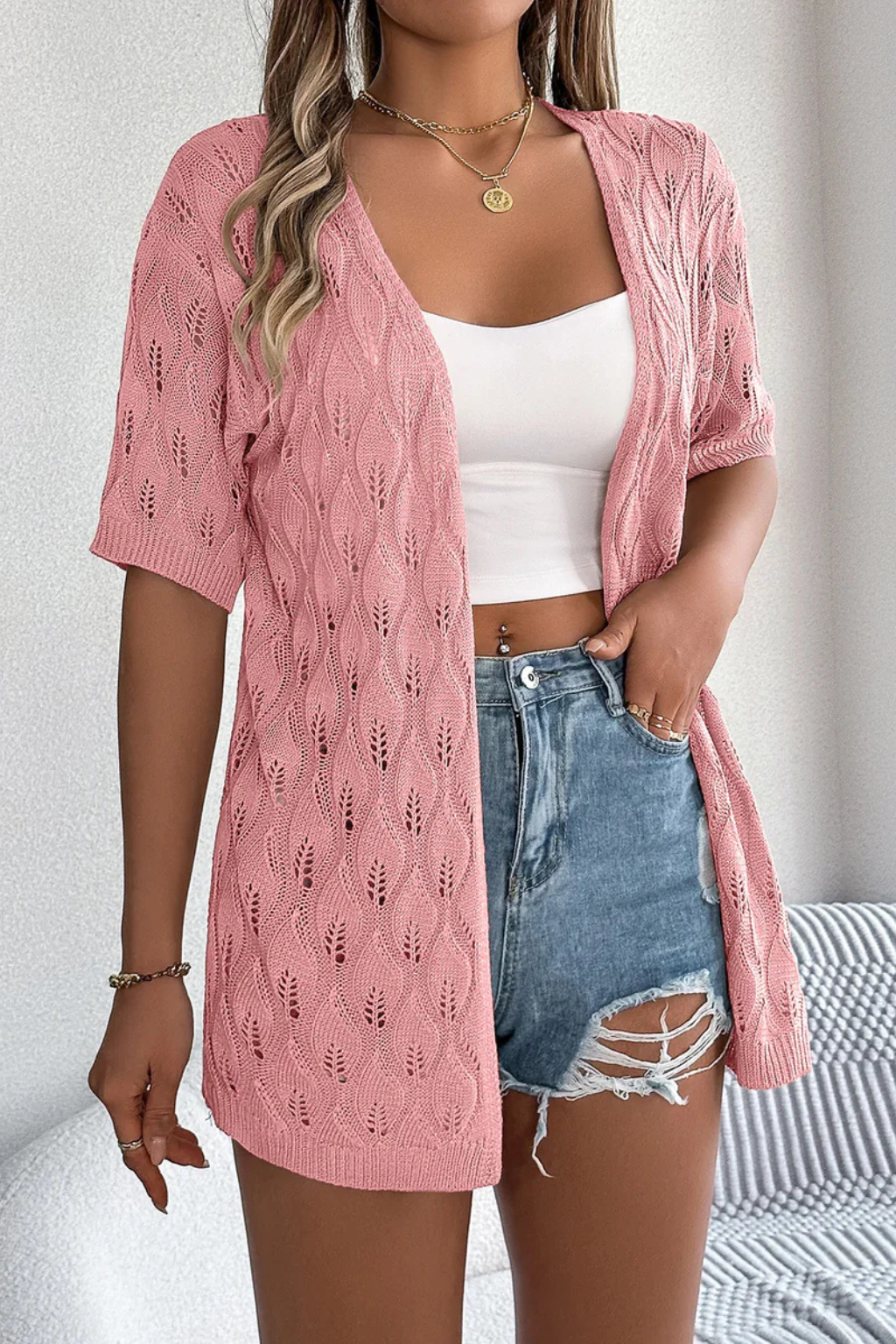 Rowella | Effortless Short Sleeve Crochet Cardigan