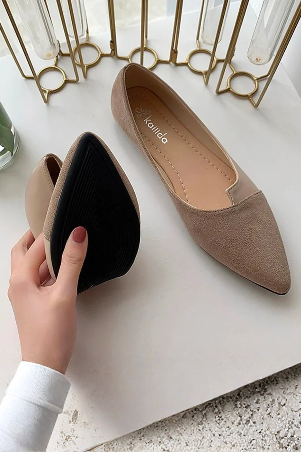 Seraphina | Elegant Pointed Toe Mixed Texture Flats