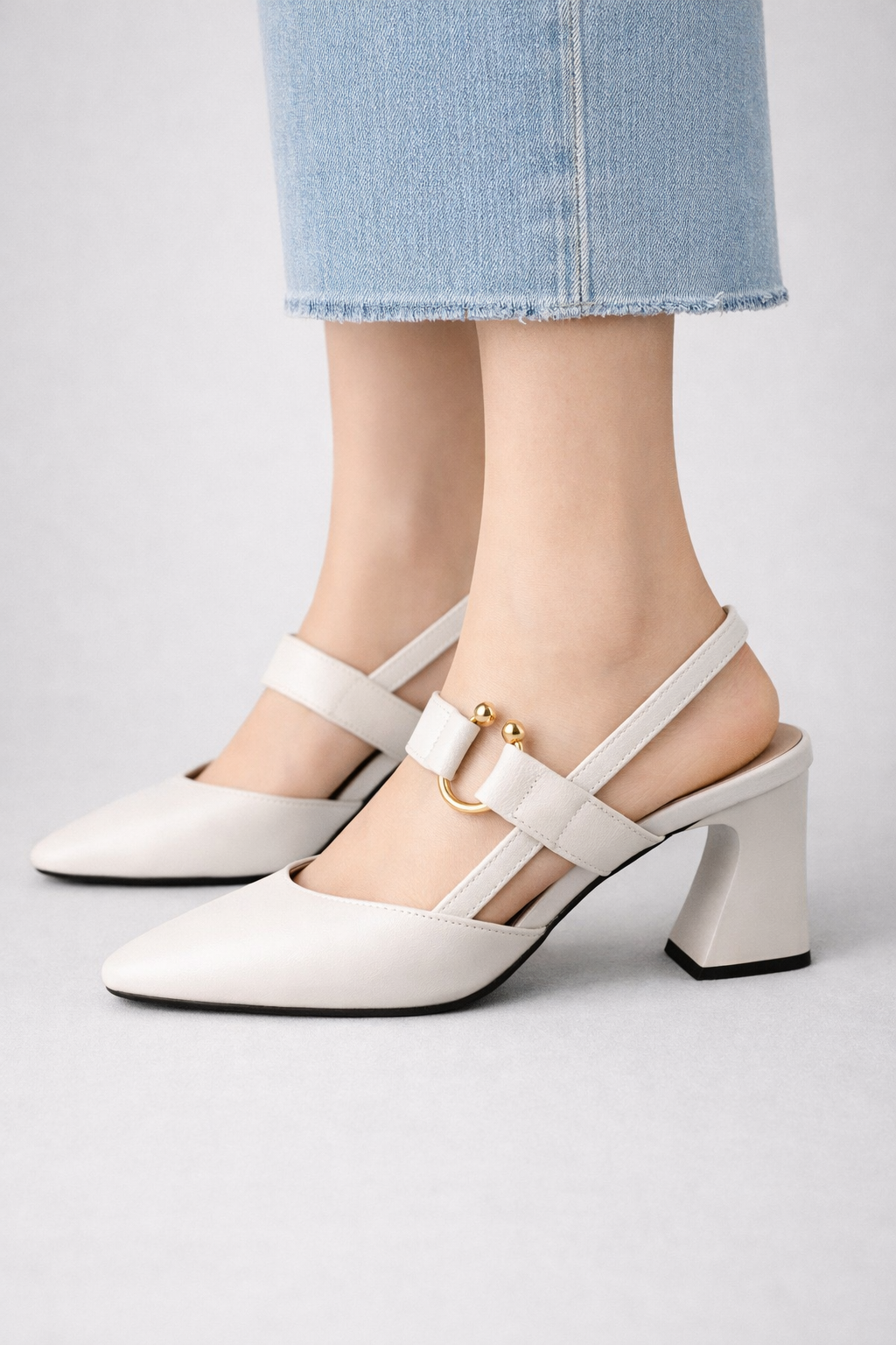 Isadora | Elegant Square Toe Slingback Heels