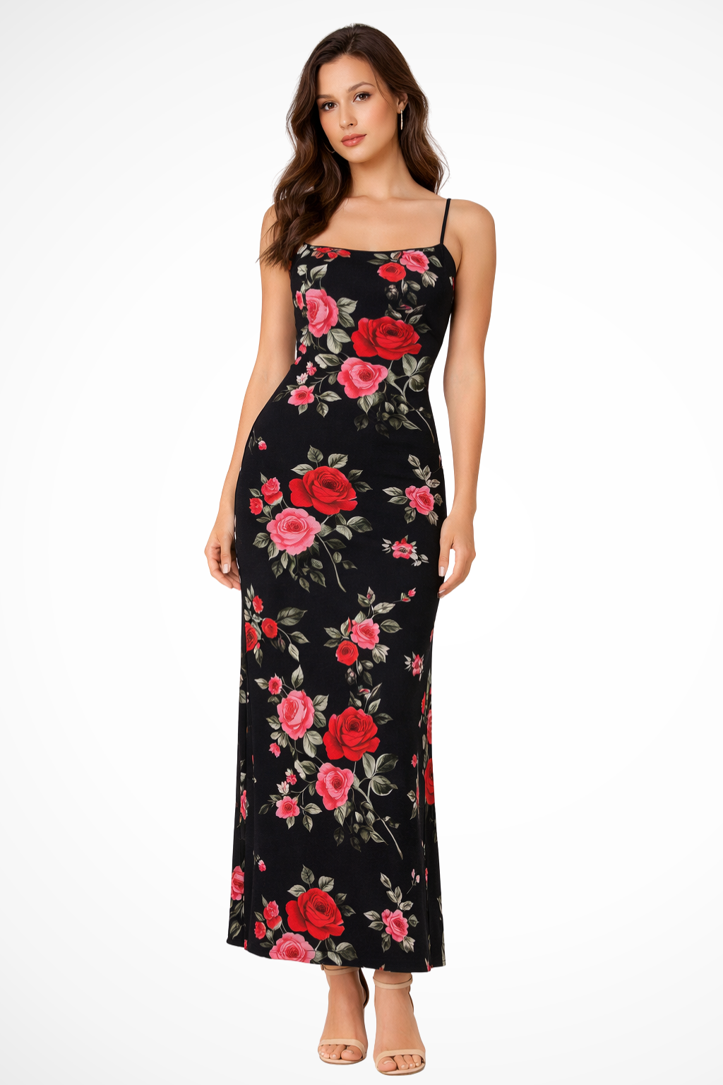 Isadora | Floral Spaghetti Strap Maxi Dress