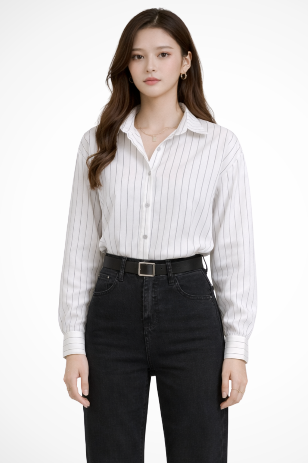 Vivienne | Classic Pinstripe Button Down Shirt