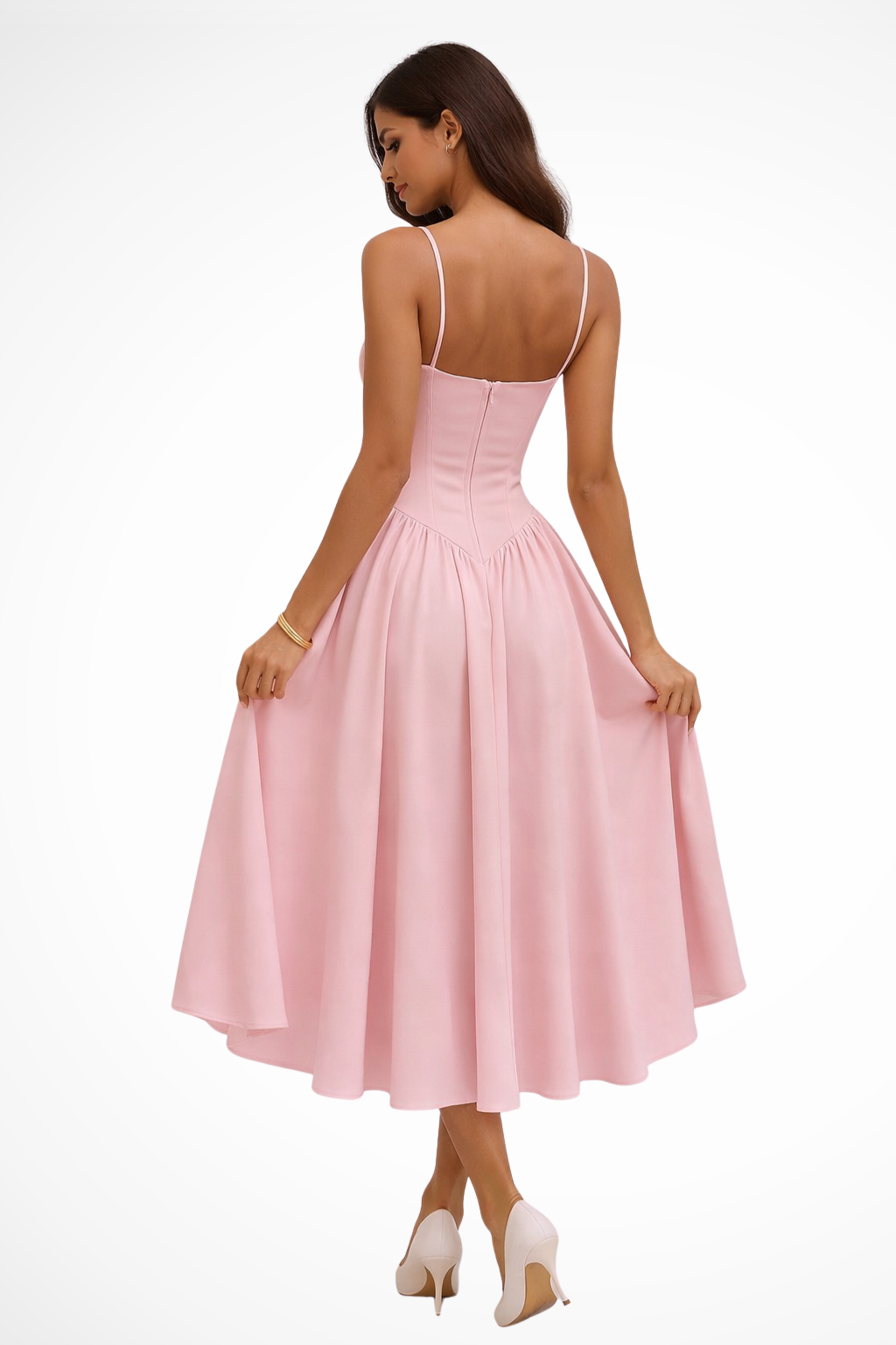 Luneth | Elegant Corset Bodice A-Line Midi Dress