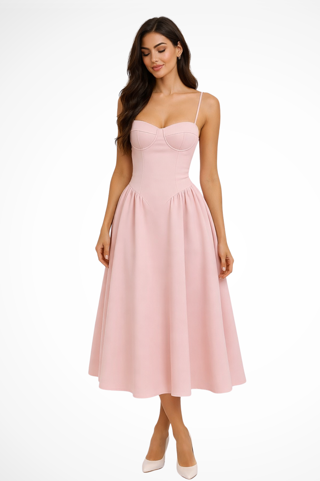 Luneth | Elegant Corset Bodice A-Line Midi Dress