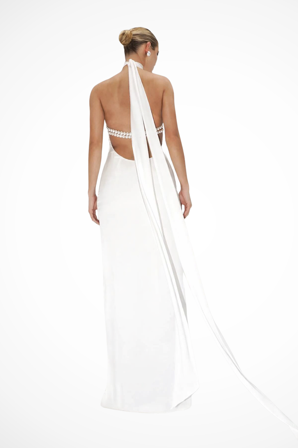 Rowella | Elegant Halter Backless Chain Detail Maxi Dress