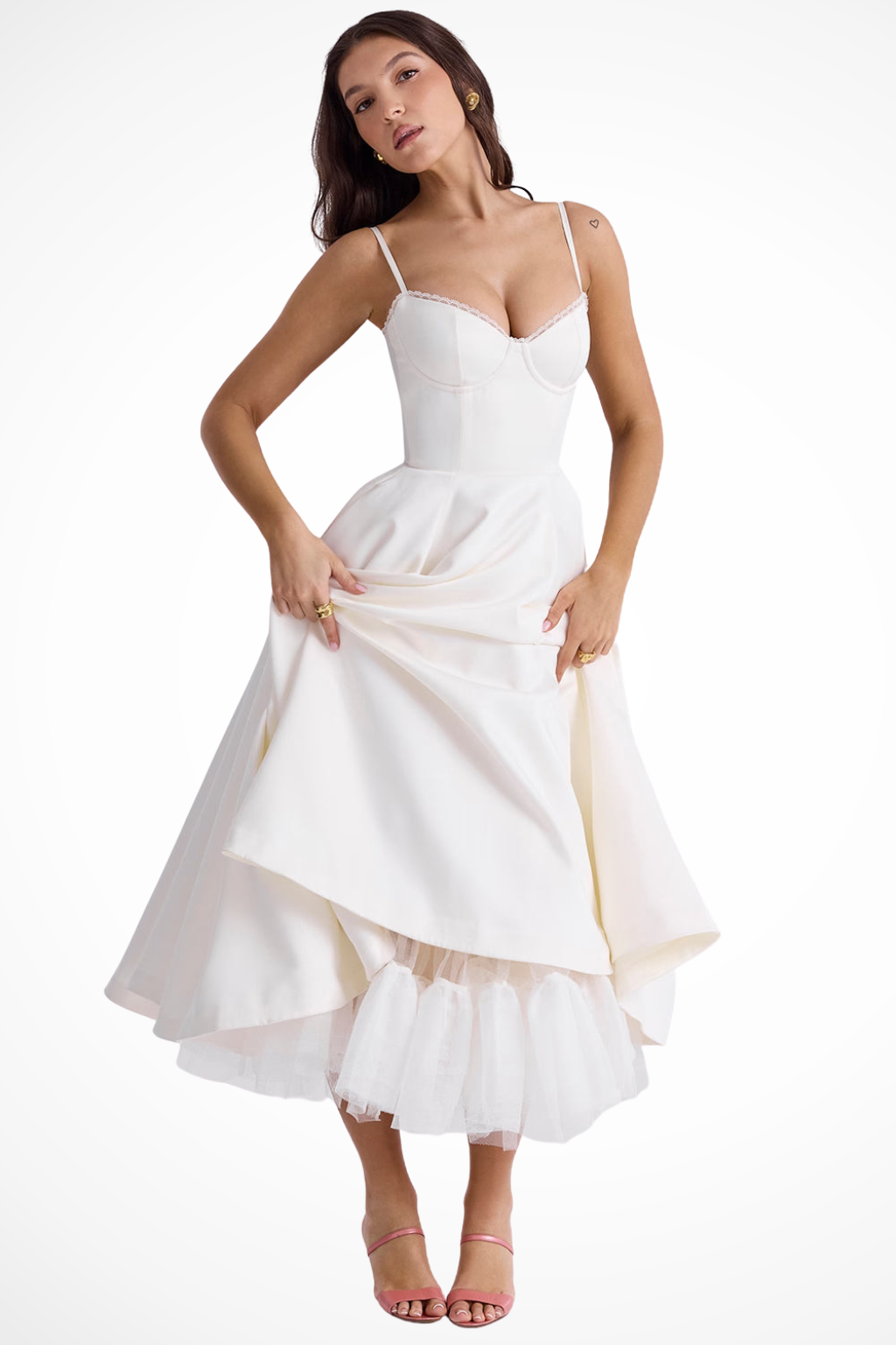 Genevieve | Elegant Corset Sweetheart Midi Dress