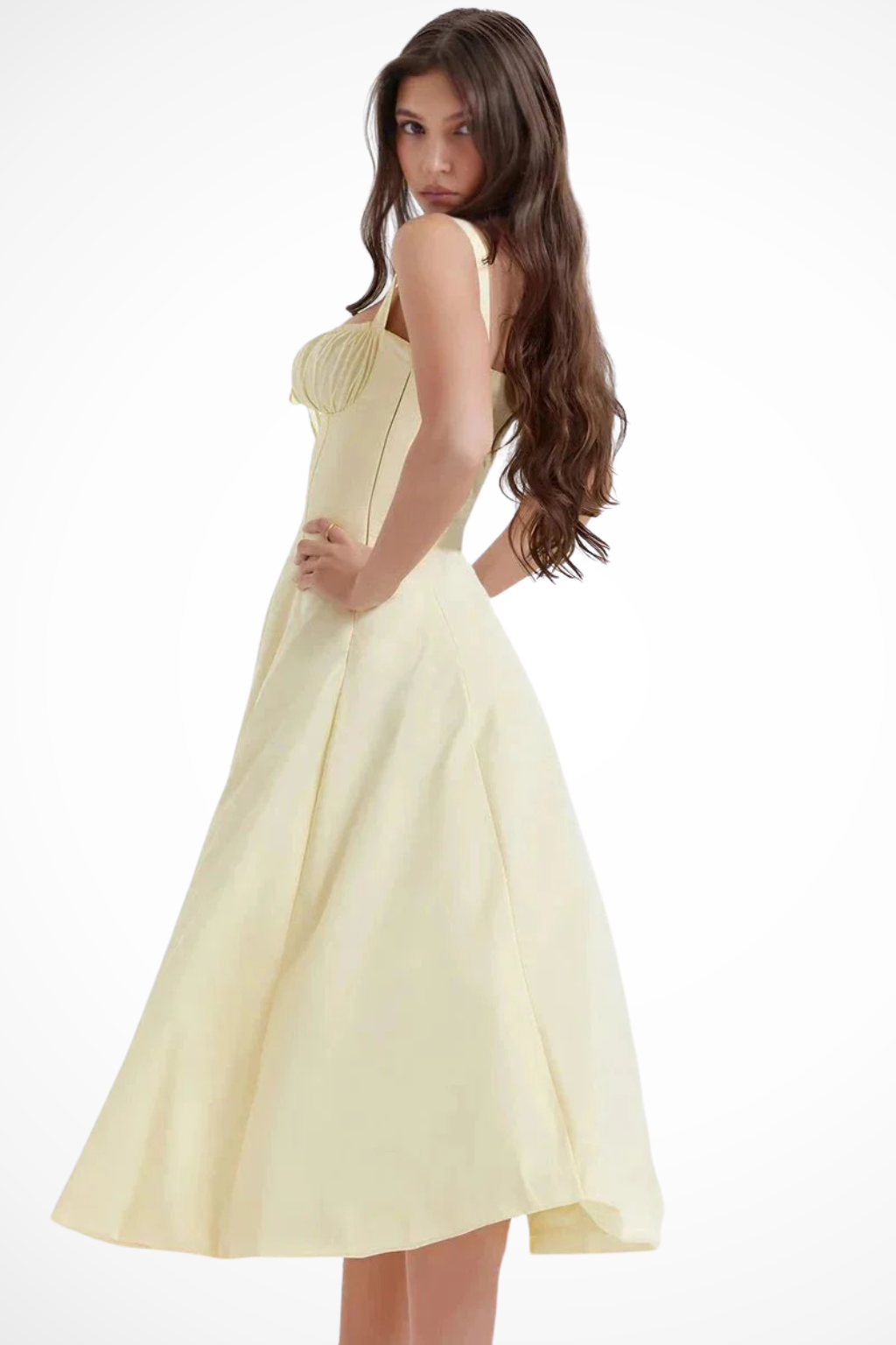Aurelia | Floral Square Neck Corset Bow Detail Midi Dress