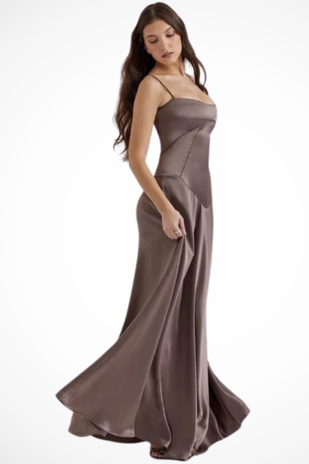 Celeste | Elegant Satin Corset Lace-Up Maxi Dress