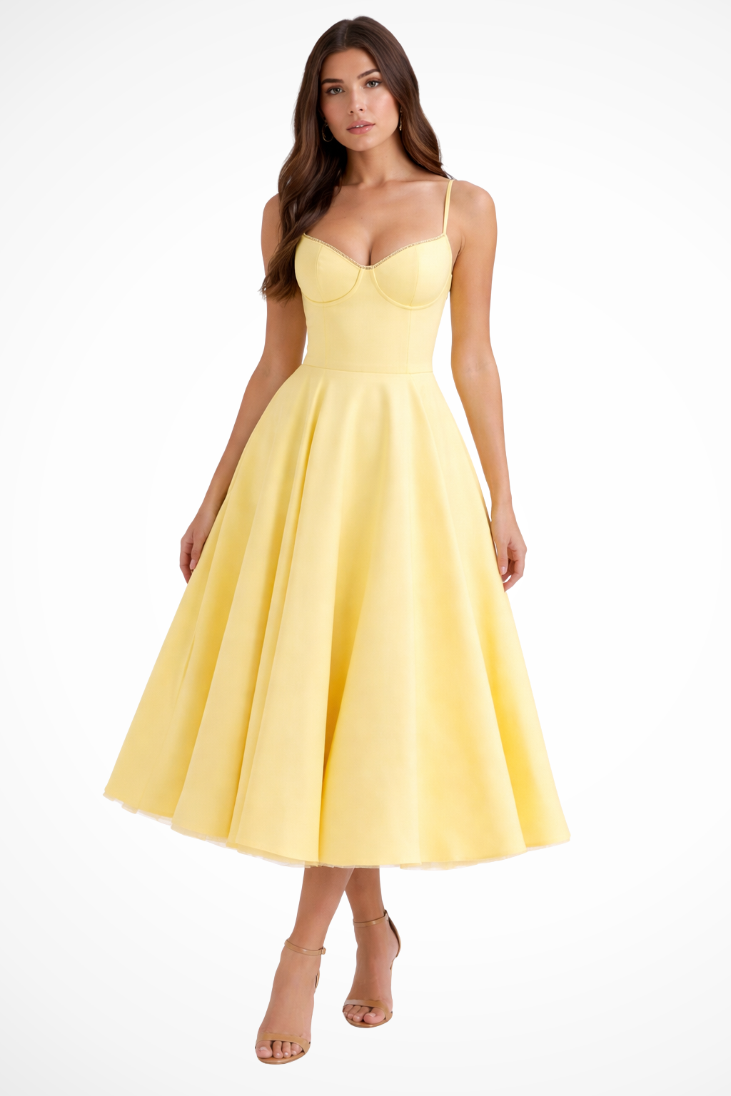 Genevieve | Elegant Corset Sweetheart Midi Dress