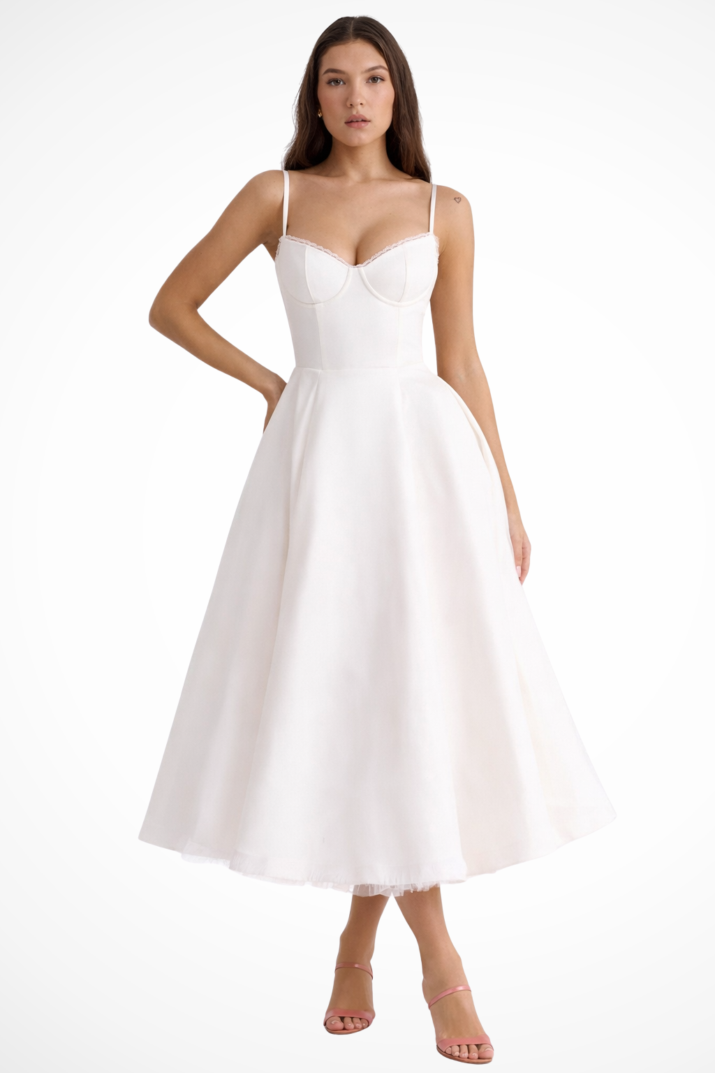 Genevieve | Elegant Corset Sweetheart Midi Dress