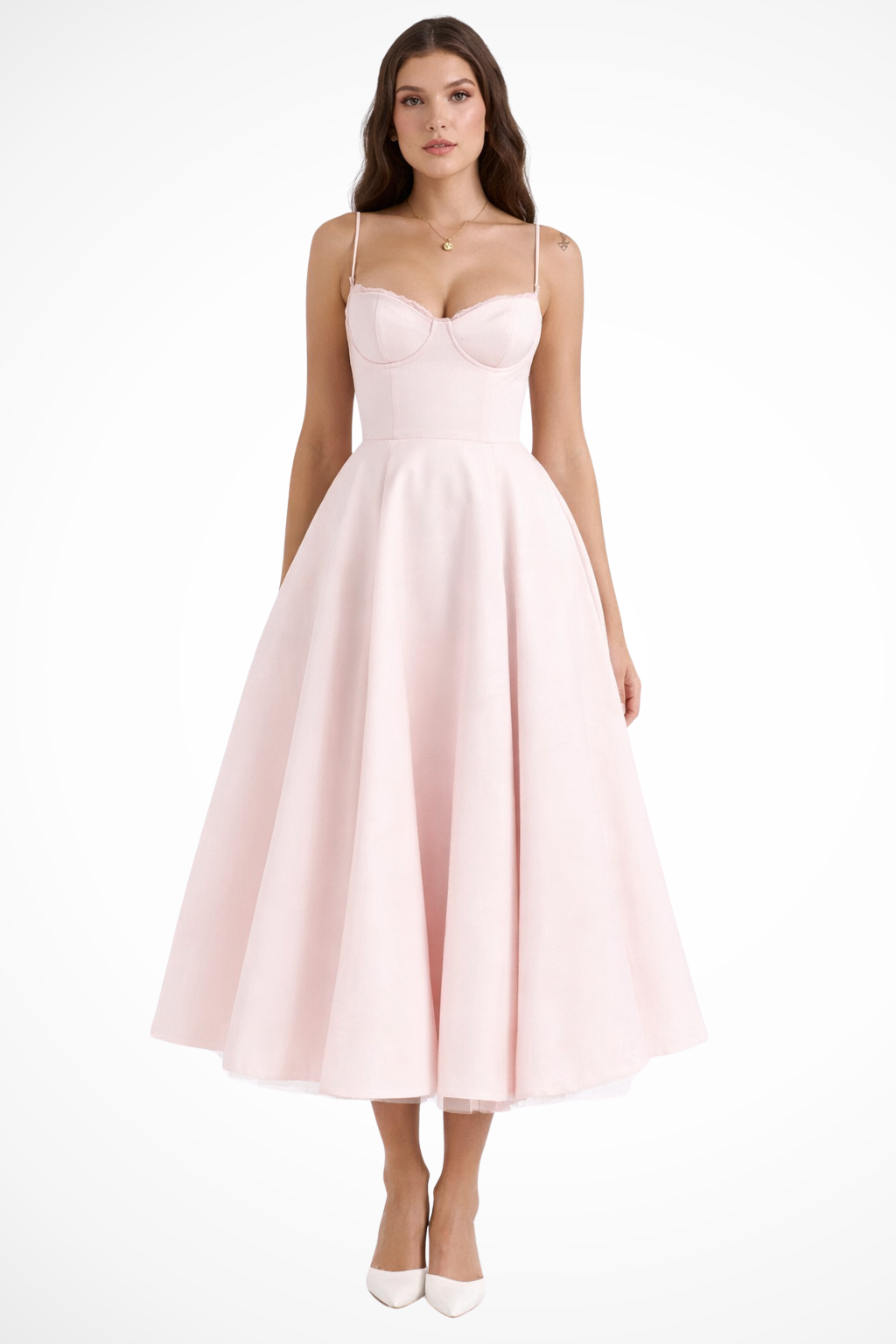 Genevieve | Elegant Corset Sweetheart Midi Dress