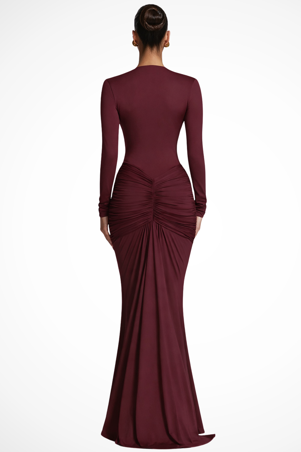 Valentina | Elegant Ruched Deep V Maxi Dress