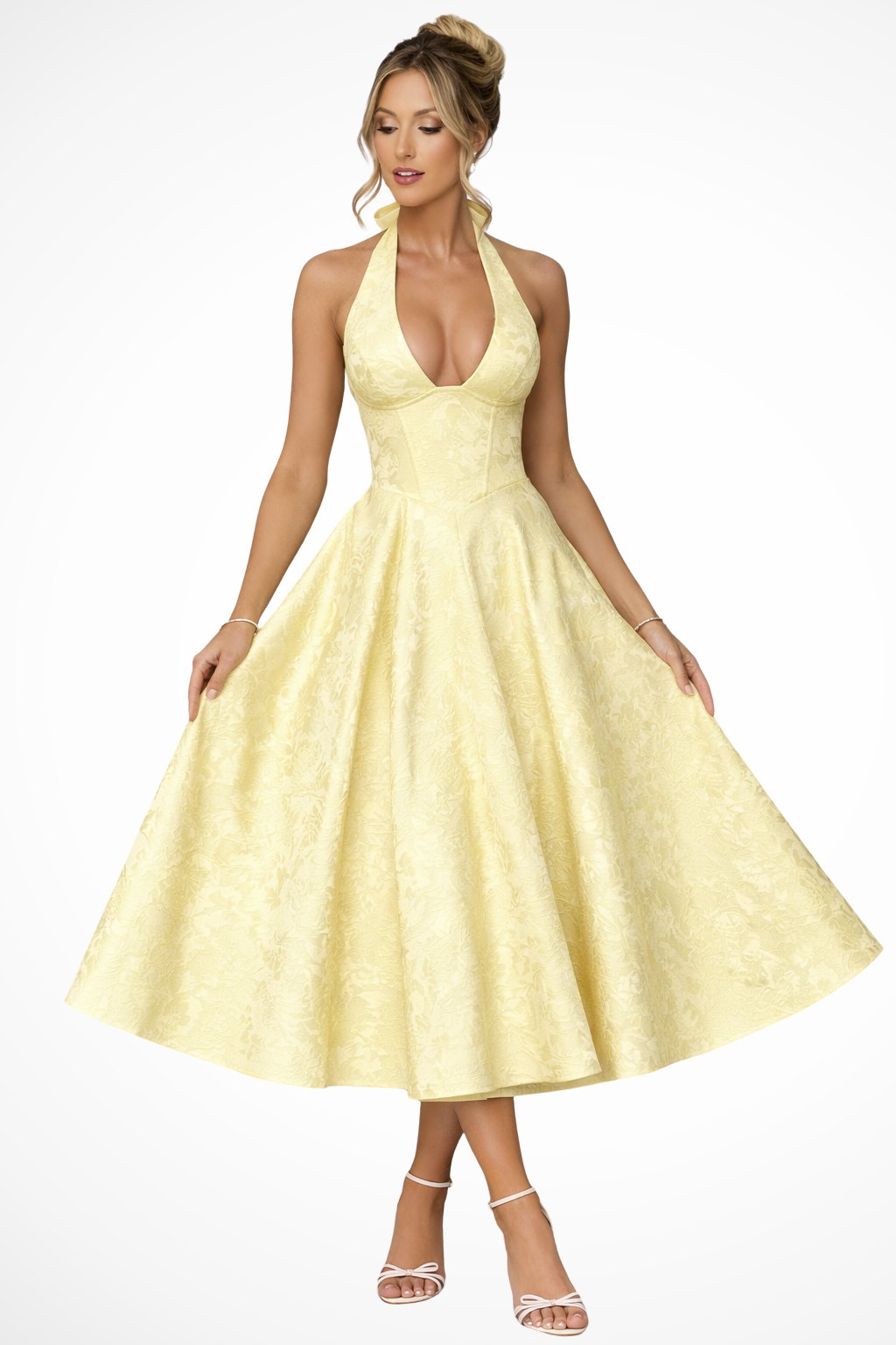 Valentina | Elegant Halter Neck Structured Midi Dress