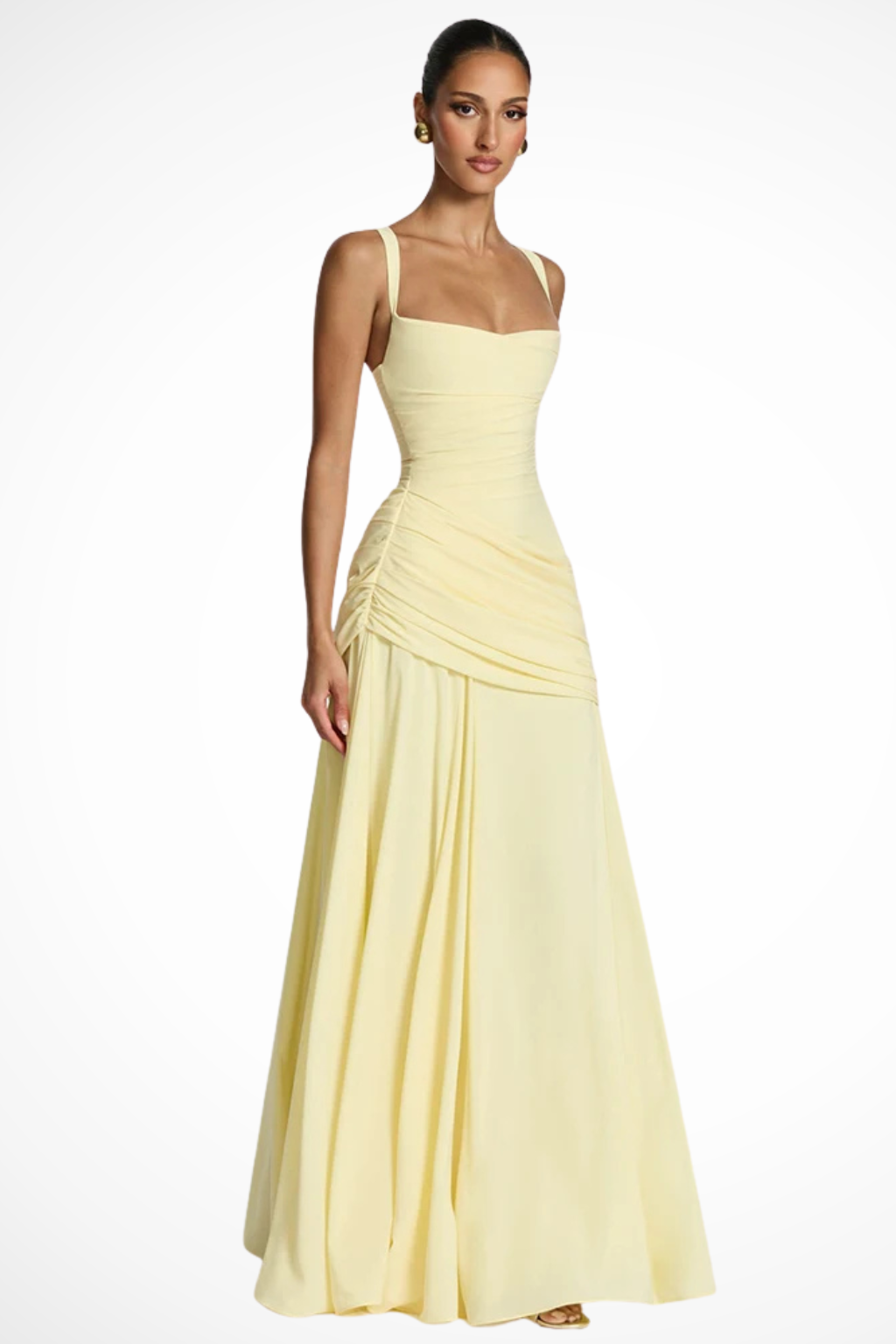 Genevieve | Elegant Square Neck Ruched Formal Maxi Dress