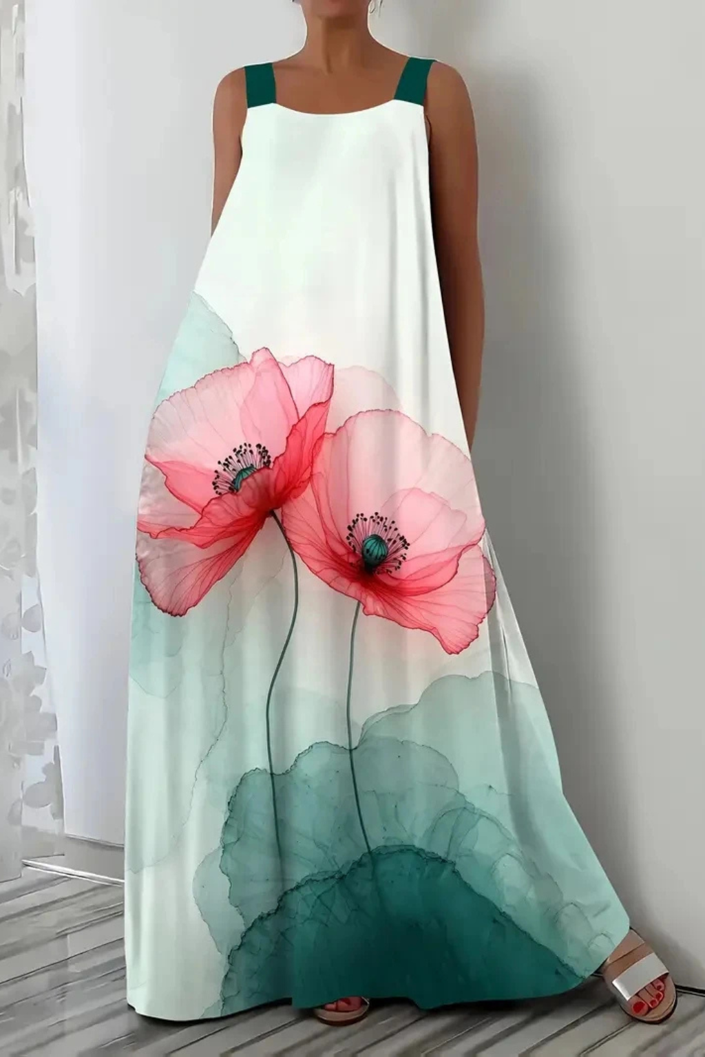 Adrielle | Floral Print Sleeveless Maxi Dress