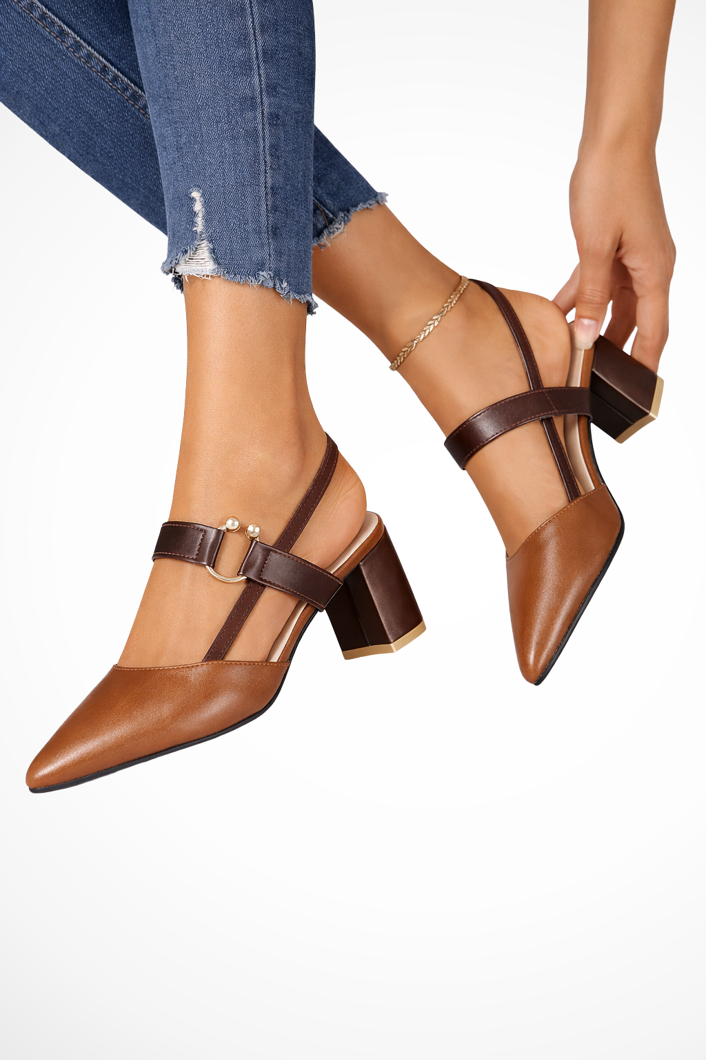 Isadora | Elegant Pointed Toe Multi-Strap Slingback Heels