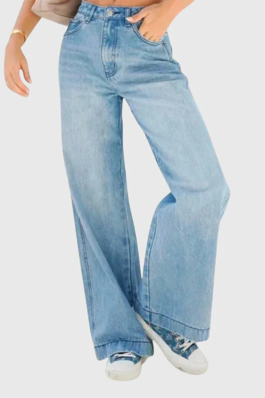 Luneth | Effortless Oversized Wide Leg Denim Jeans