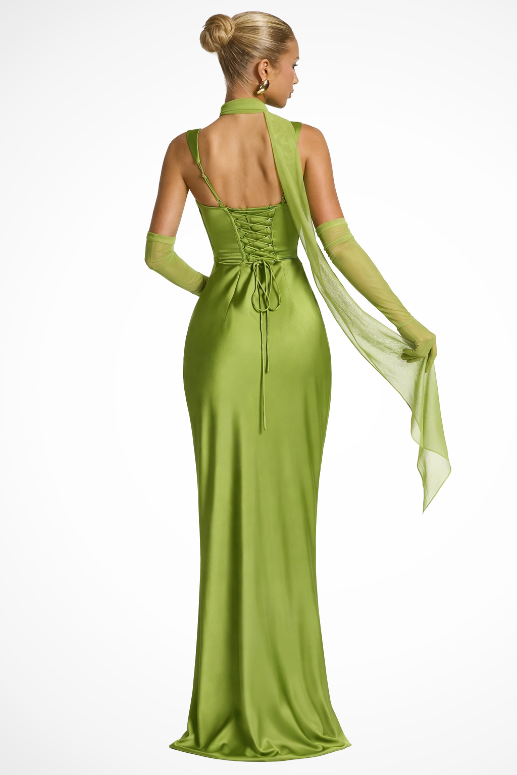 Ophelia | Elegant Square Neck Ruched Satin Maxi Dress