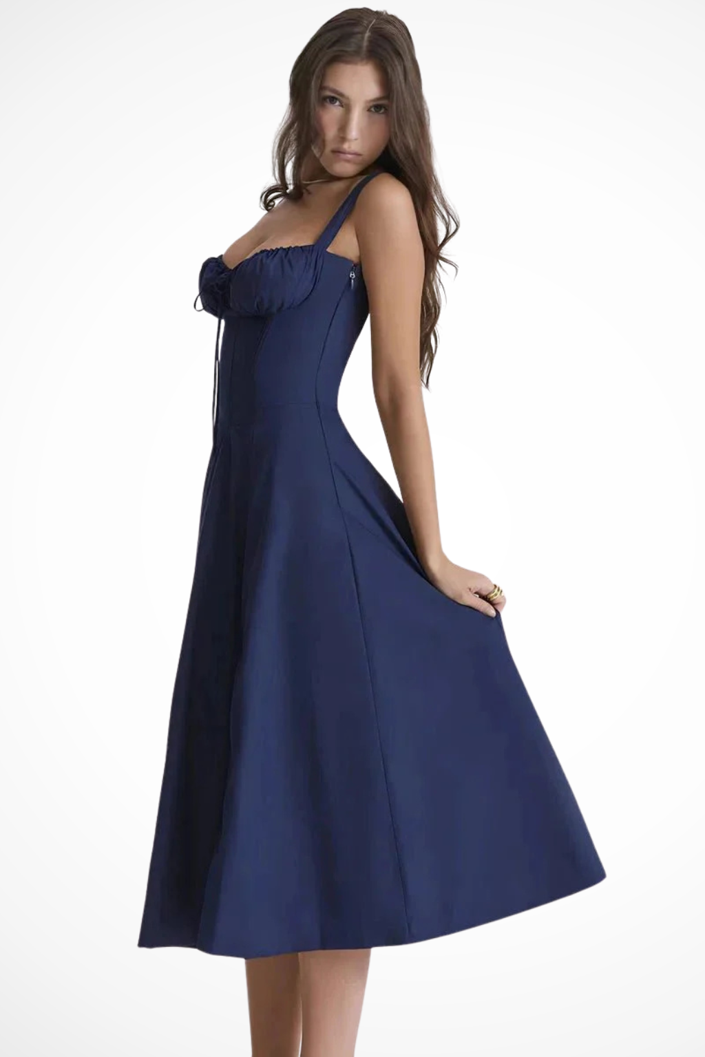 Aurelia | Floral Square Neck Corset Bow Detail Midi Dress