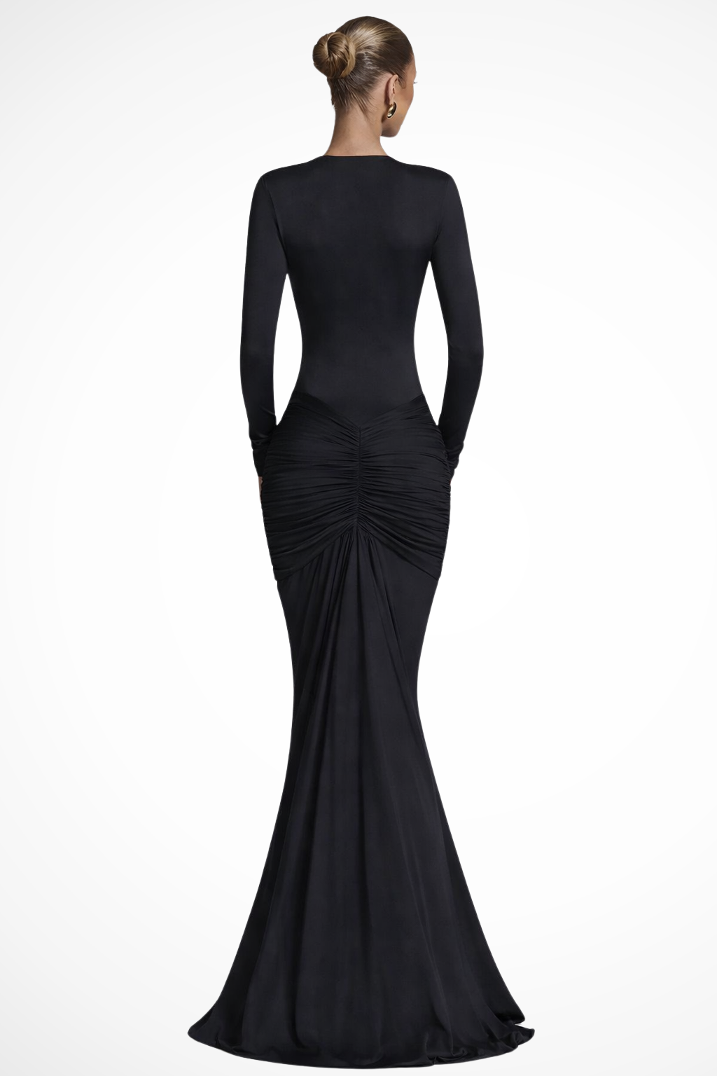 Valentina | Elegant Ruched Deep V Maxi Dress