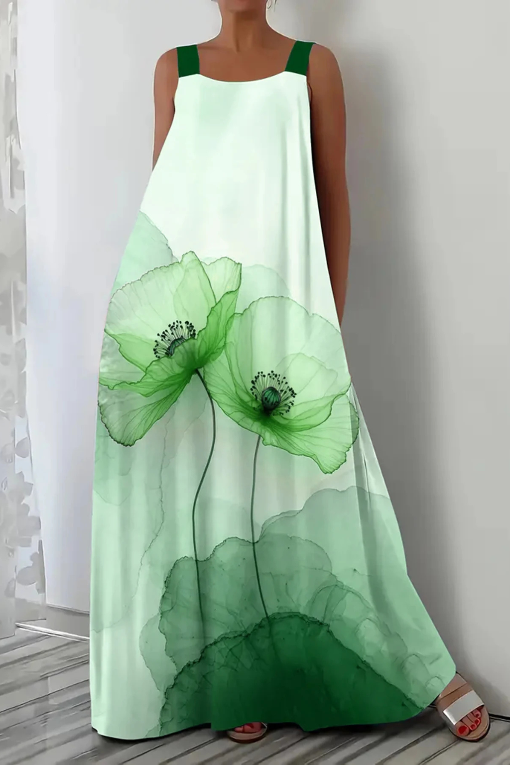Adrielle | Floral Print Sleeveless Maxi Dress
