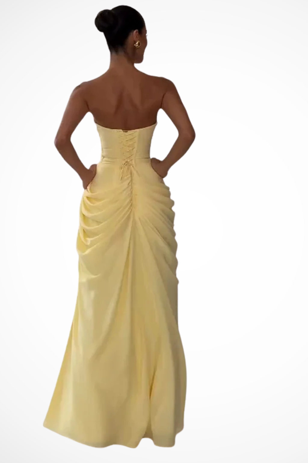 Evangeline | Elegant Strapless Draped Maxi Dress