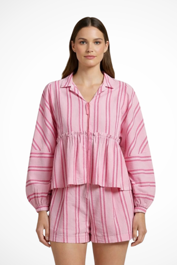Ophelia | Elegant Striped Peplum Two Piece Set