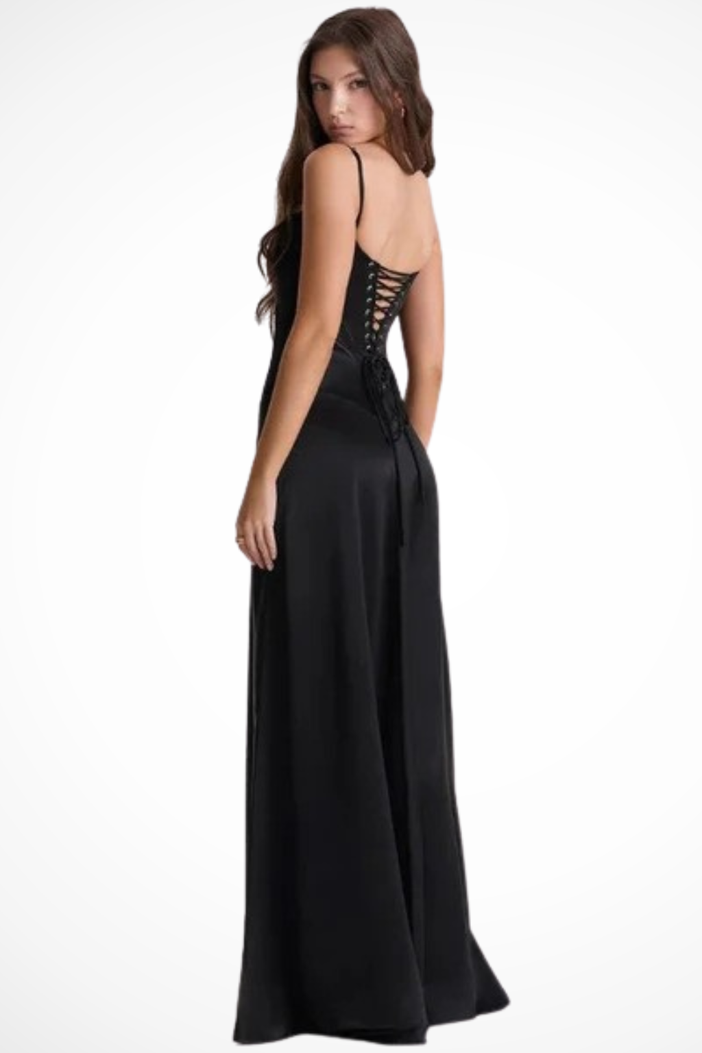 Celeste | Elegant Satin Corset Lace-Up Maxi Dress