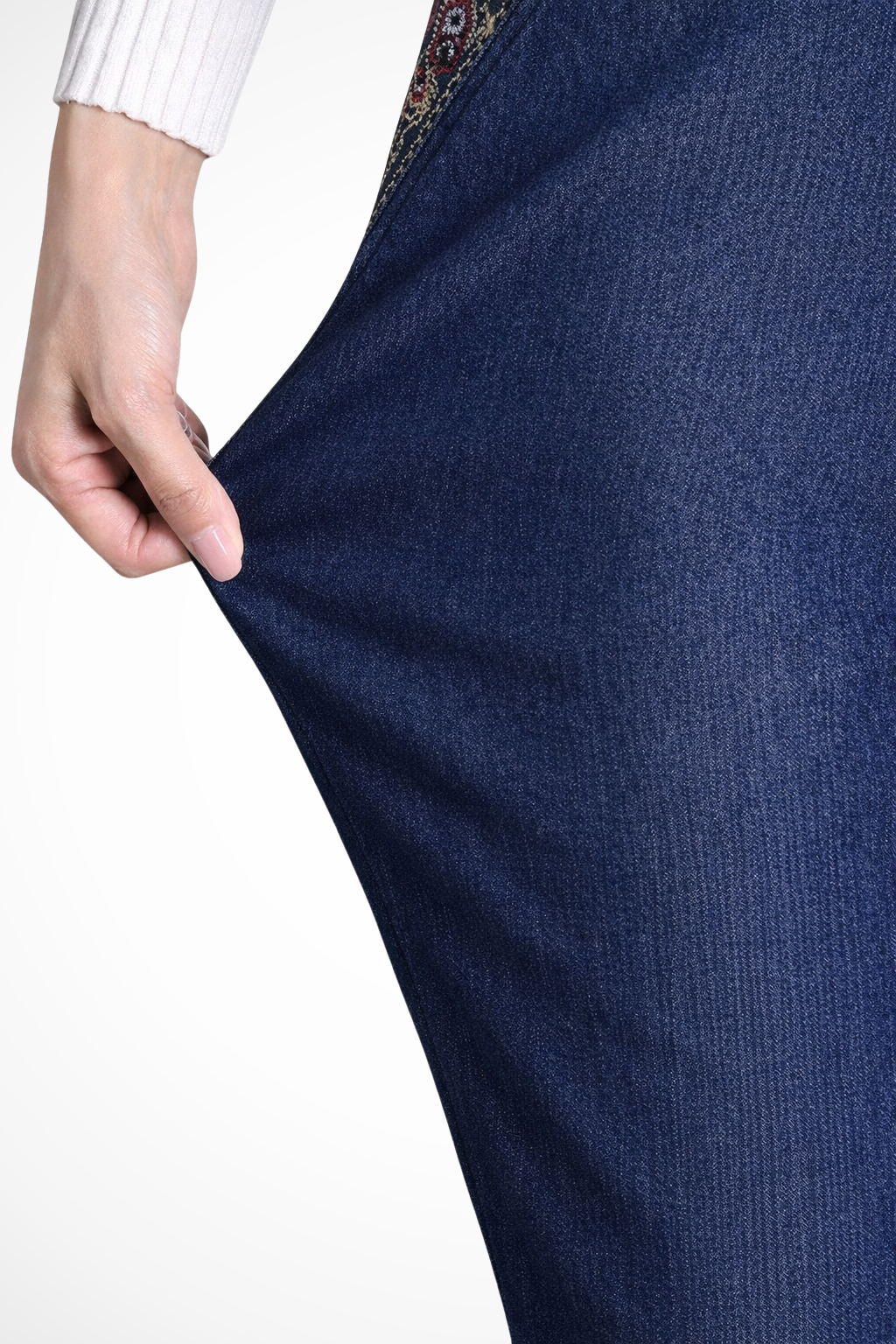 Evangeline | Elegant Straight Leg Embroidered Denim Trousers